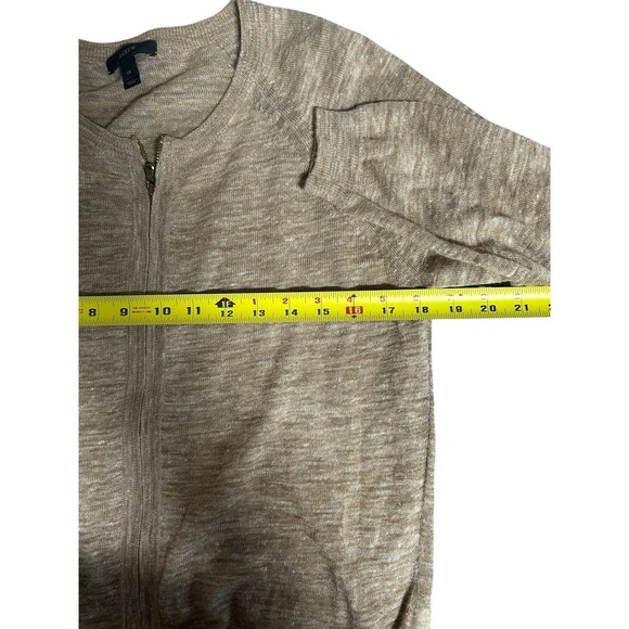 J CREW WOMEN'S TAN BEIGE MARLED LINEN BLEND ZIP UP CARDIGAN JACKET SWEATER S - Picture 4 of 11